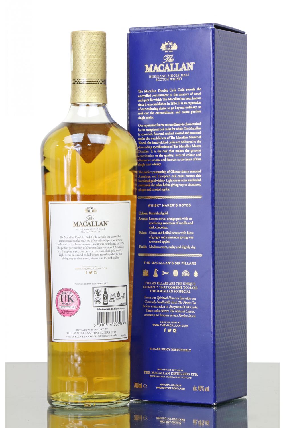 The Macallan Whisky Gold Sherry Casks Whisky 0,7 Liter 40% Highland Scotland - Macallan Distillery (700 mL) alcohol collectible [Barcode 5010314100100] - Main Image 2