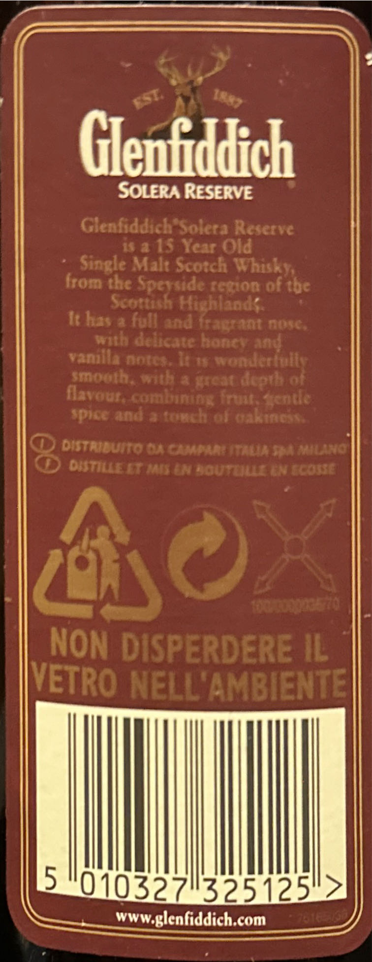 Glenfiddich Whisky 15 Yr Old Solera Vat - The Glenfiddich Distillery (700 mL) alcohol collectible [Barcode 5010327325125] - Main Image 3