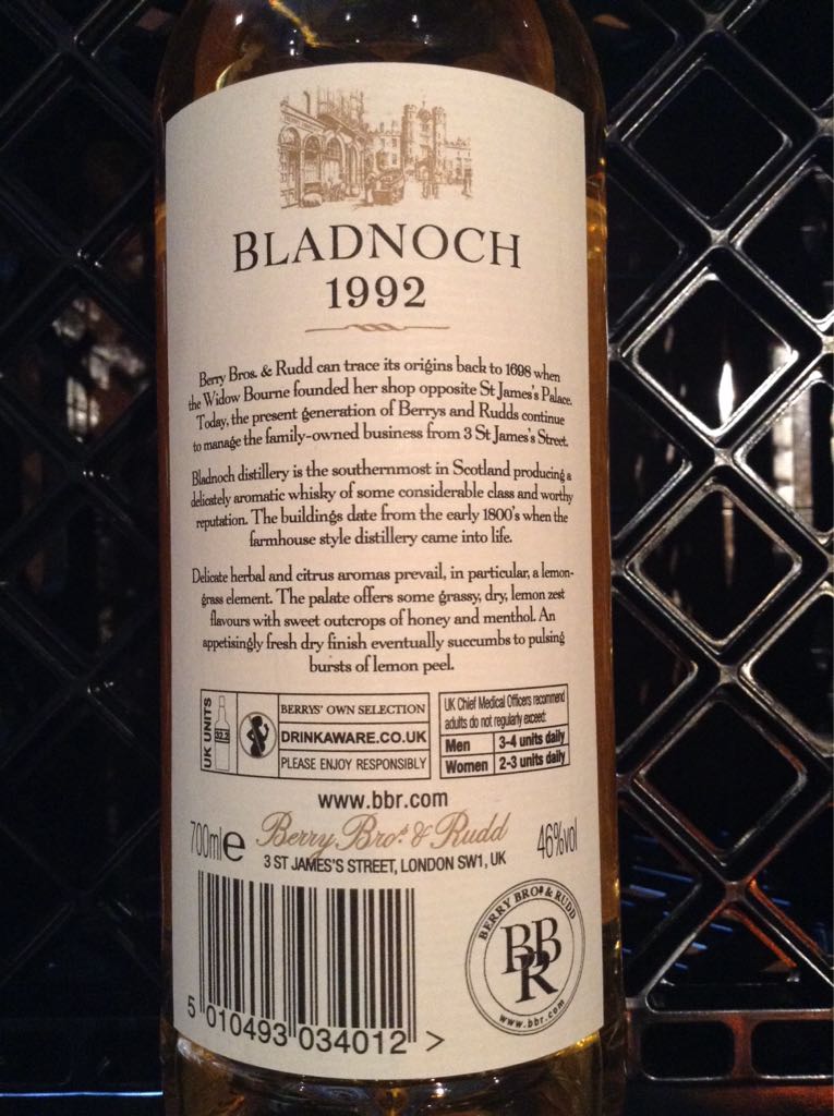Selected By Berry’s - Bladnoch (700 mL) alcohol collectible [Barcode 5010493034012] - Main Image 2