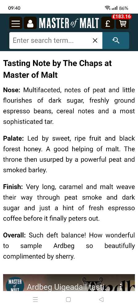 Ardbeg Uigeadail - Ardbeg Distillery Islay (700 mL) alcohol collectible [Barcode 5010494220278] - Main Image 4