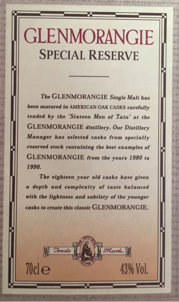 Special Reserve  - The Glenmorangie Distillery (700 mL) alcohol collectible [Barcode 5010494492286] - Main Image 2