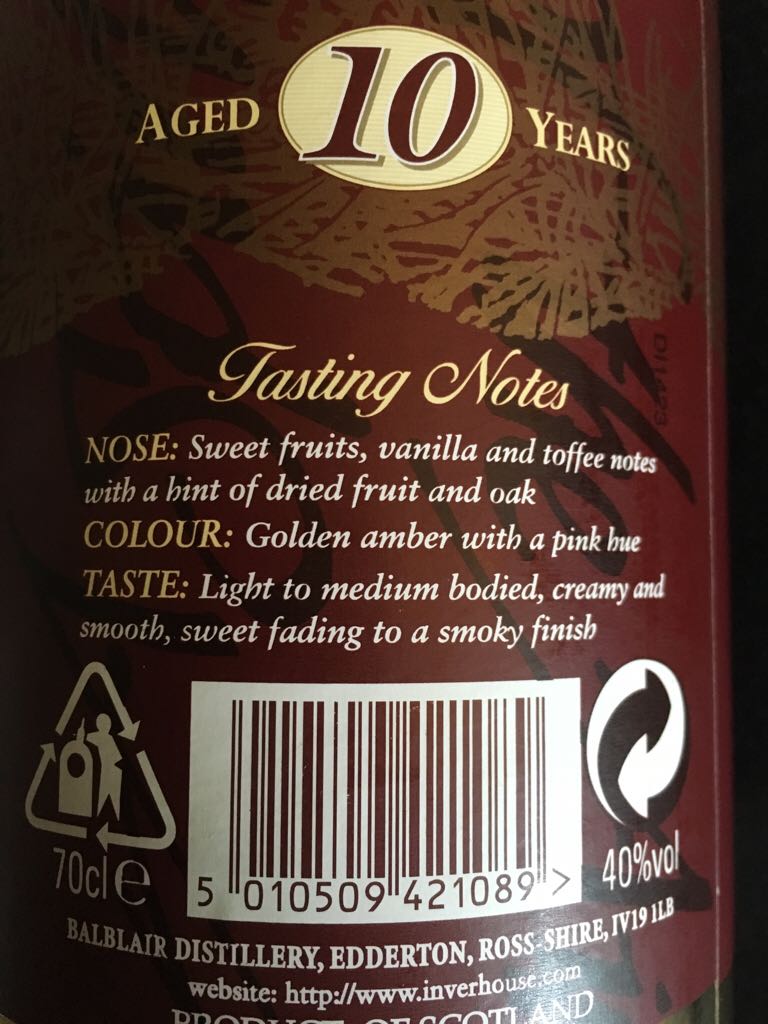 Balblair 10 Years - The Balblair Distillery (700 mL) alcohol collectible [Barcode 5010509421089] - Main Image 2