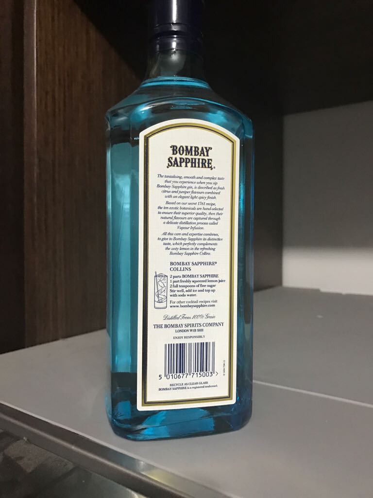 Bombay Sapphire Gin - G&J Distillers (750 mL) alcohol collectible [Barcode 5010677715003] - Main Image 2
