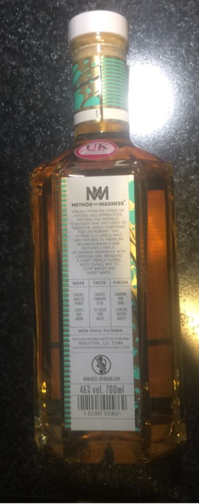 Method and Madness Single Malt - Midleton Distillery (700 mL) alcohol collectible [Barcode 5011007015862] - Main Image 2