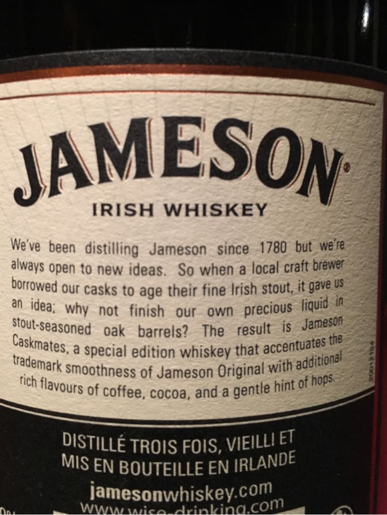 Jameson Caskmates 1000ml 40% Vol. - Jameson (1000 mL) alcohol collectible [Barcode 5011007025649] - Main Image 2