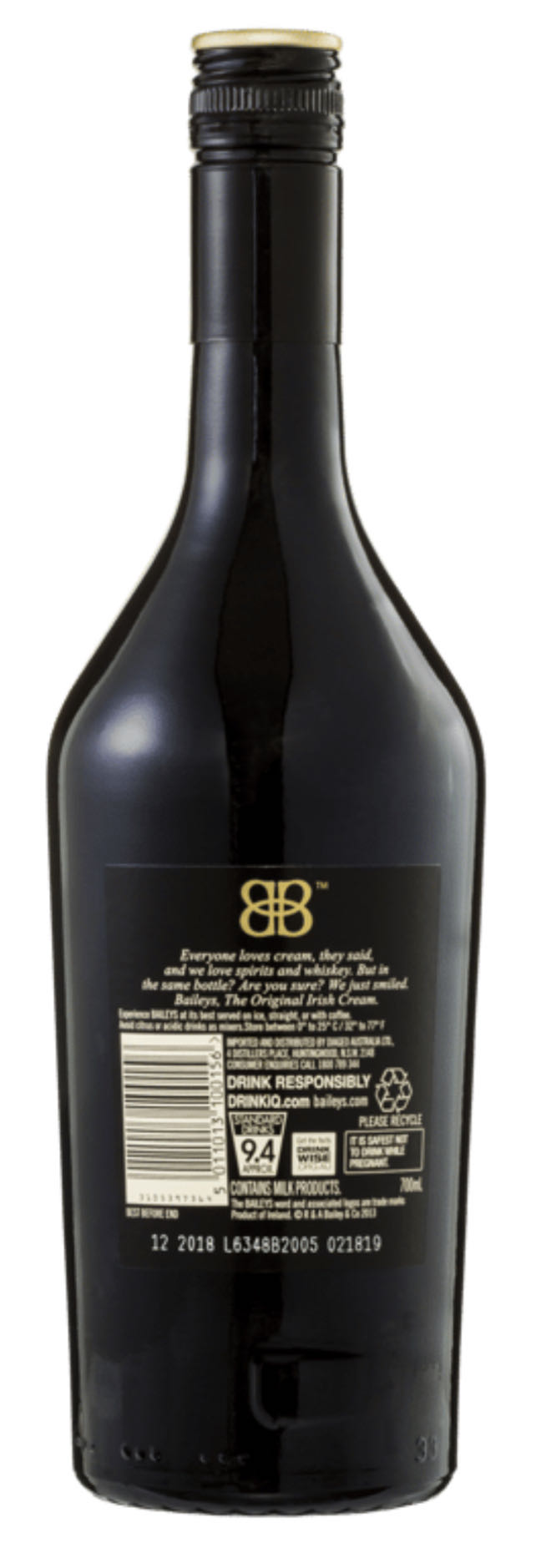 Baileys The Original Irish Cream  - R & A Bailey & Co (700 mL) alcohol collectible [Barcode 5011013100156] - Main Image 2