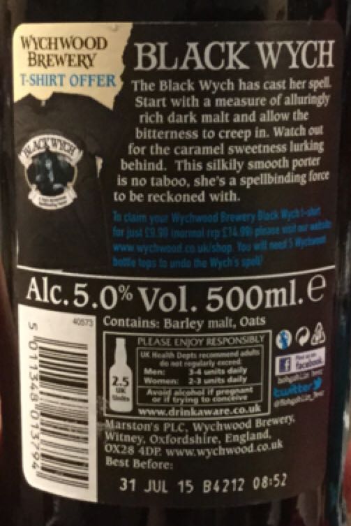 Black Wych - Wychwood Brewery (500 mL) alcohol collectible [Barcode 5011348013794] - Main Image 2