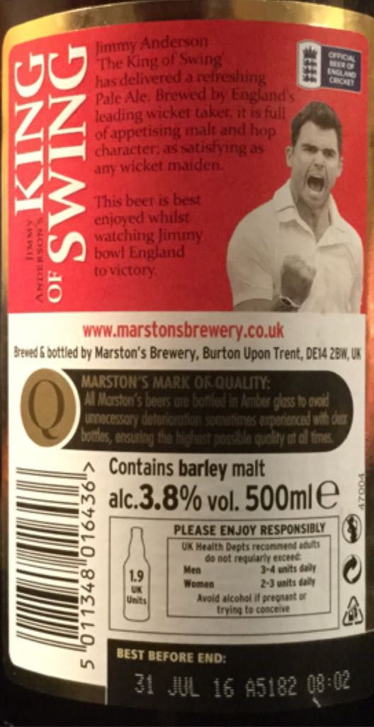 King Of Swing - Marston’s (500 mL) alcohol collectible [Barcode 5011348016436] - Main Image 2