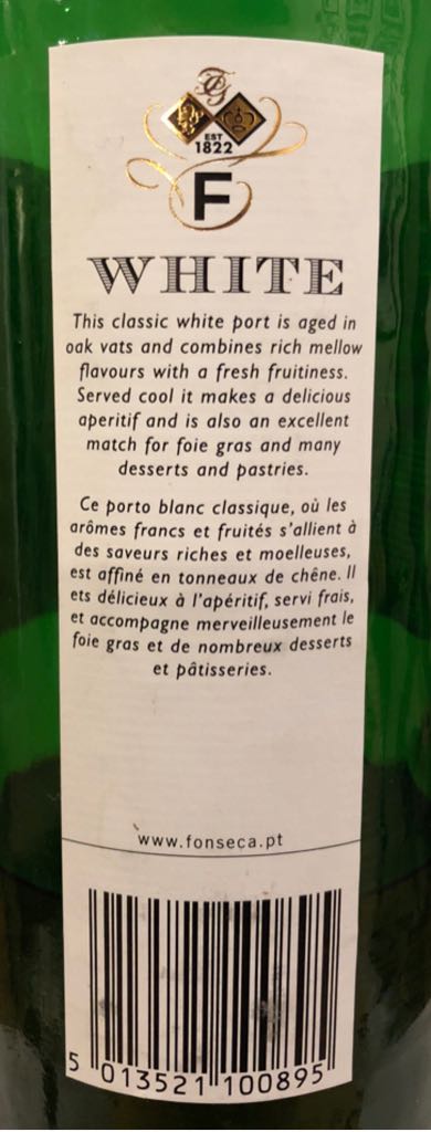 Porto Fonseca White - Quinta and Vineyard Bottlers (750 mL) alcohol collectible [Barcode 5013521100895] - Main Image 2