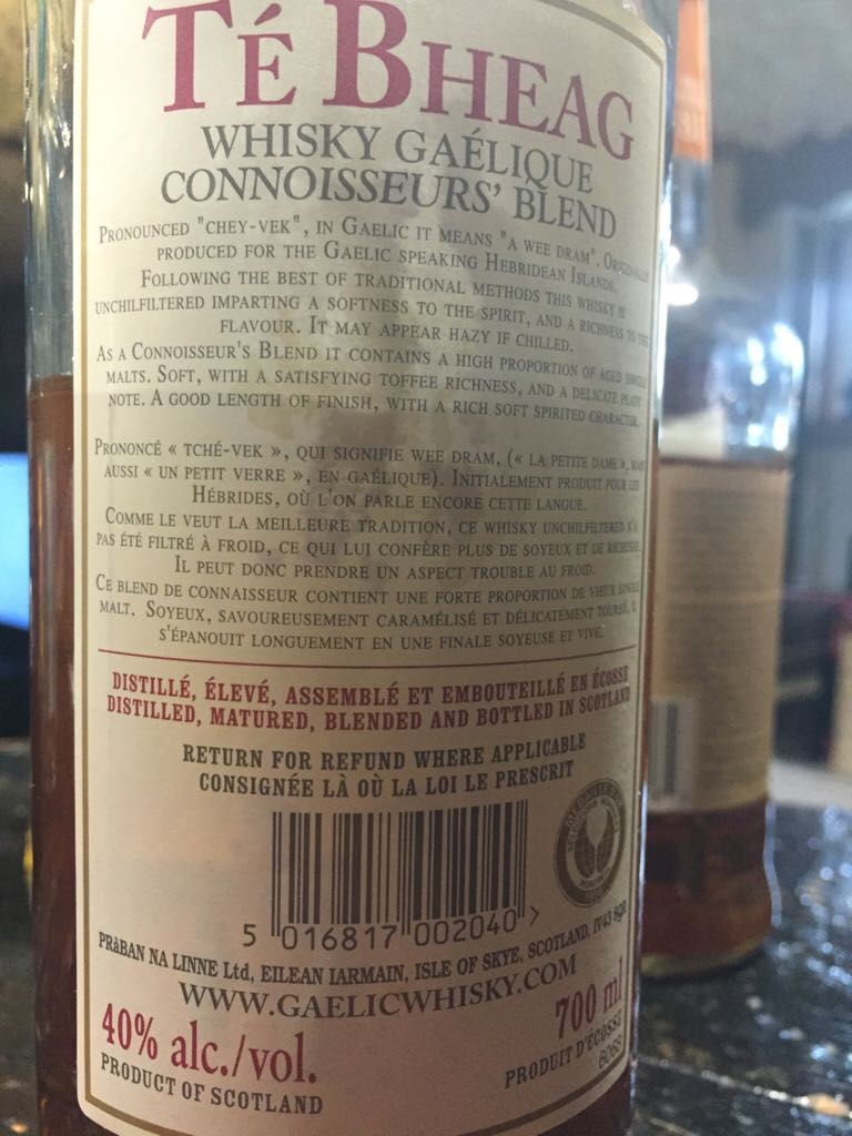 Té Bheag - Pràban Na Linne Ltd (750 mL) alcohol collectible [Barcode 5016817002040] - Main Image 2