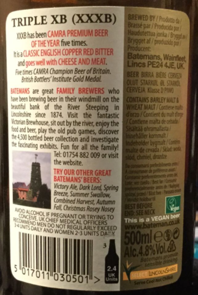 Triple XB - Batemans (500 mL) alcohol collectible [Barcode 5017011030501] - Main Image 2