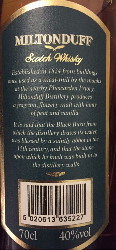 Miltonduff - George Ballantine And Son (700 mL) alcohol collectible [Barcode 5020613635227] - Main Image 2