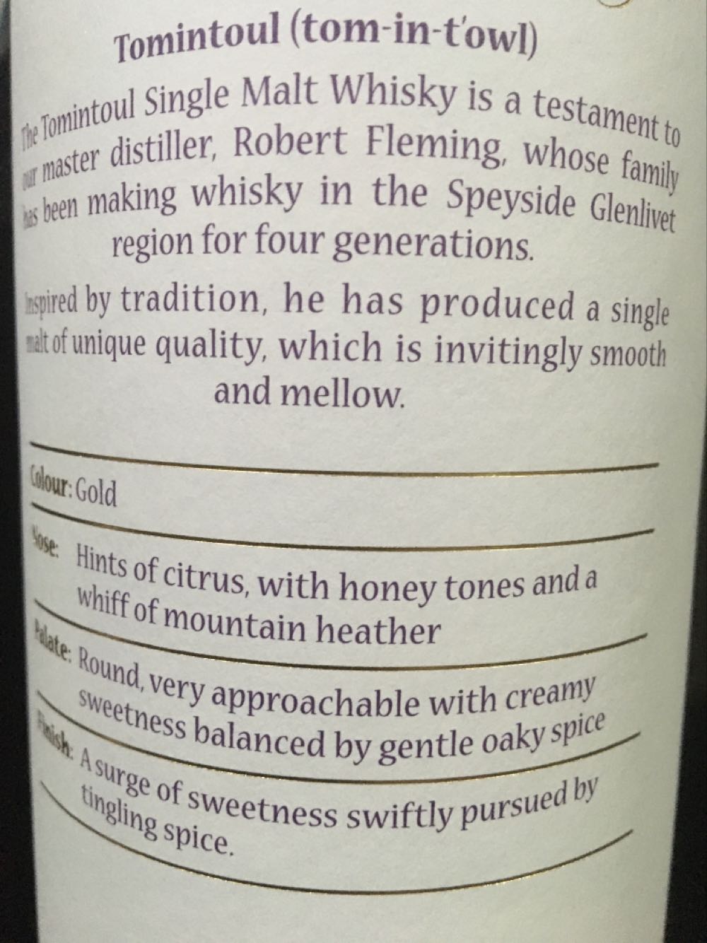 Tomintoul 10 Jahre Whisky 0,7 Ltr. - Tomintoul Distillery (700 mL) alcohol collectible [Barcode 5021349701019] - Main Image 4