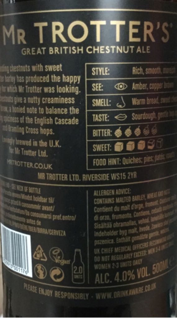 Great British Chestnut Ale - Mr Trotter’s (500 mL) alcohol collectible [Barcode 5029913001176] - Main Image 2