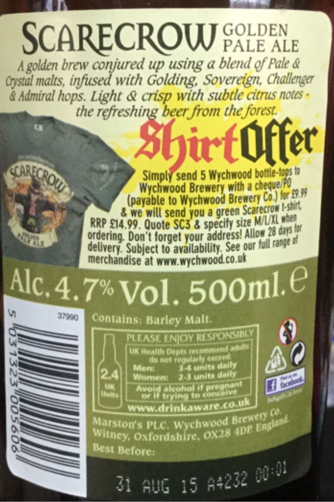 Scarecrow - Wychwood Brewery (500 mL) alcohol collectible [Barcode 5031323005606] - Main Image 2