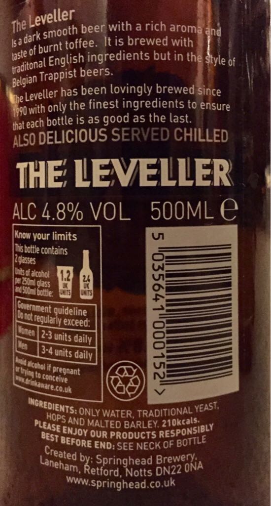 The Leveller - Springhead (500 mL) alcohol collectible [Barcode 5035641000152] - Main Image 2