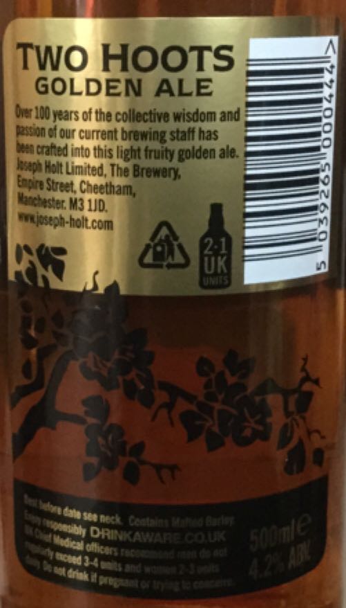 Two Hoots - Joseph Holt (500 mL) alcohol collectible [Barcode 5039265000444] - Main Image 2