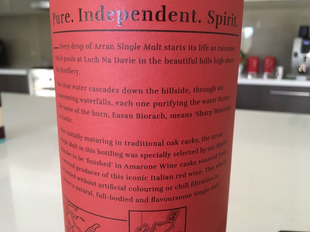 Arran Amarone Cask Finish - Isle Of Arran Distillery (700 mL) alcohol collectible [Barcode 5060044481901] - Main Image 4