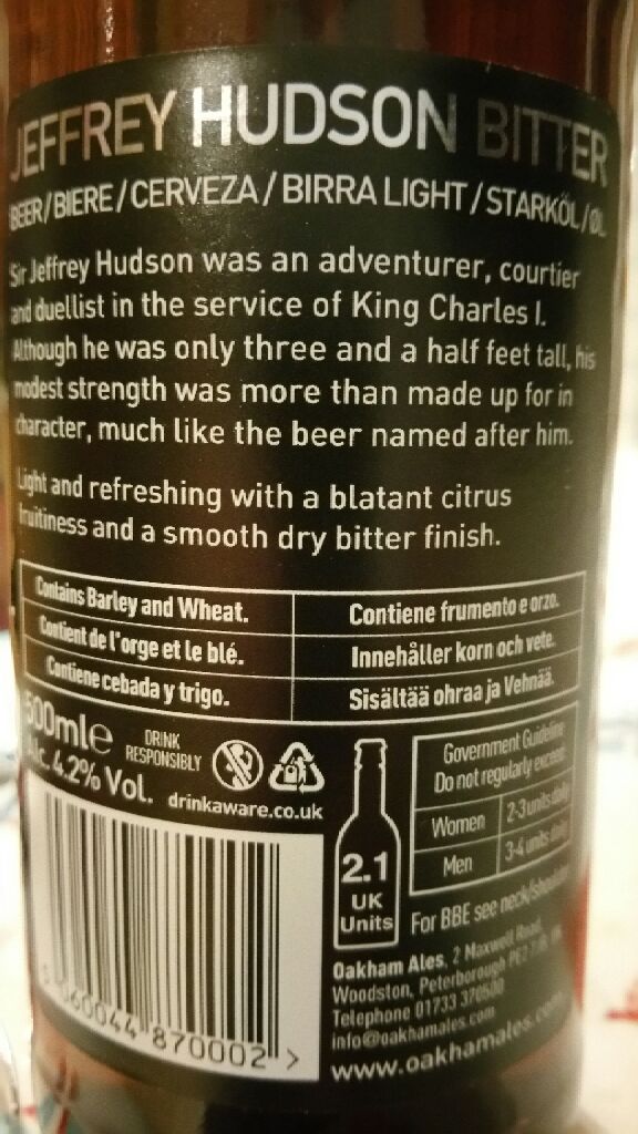 JHB - oakham ales alcohol collectible [Barcode 5060044870002] - Main Image 2