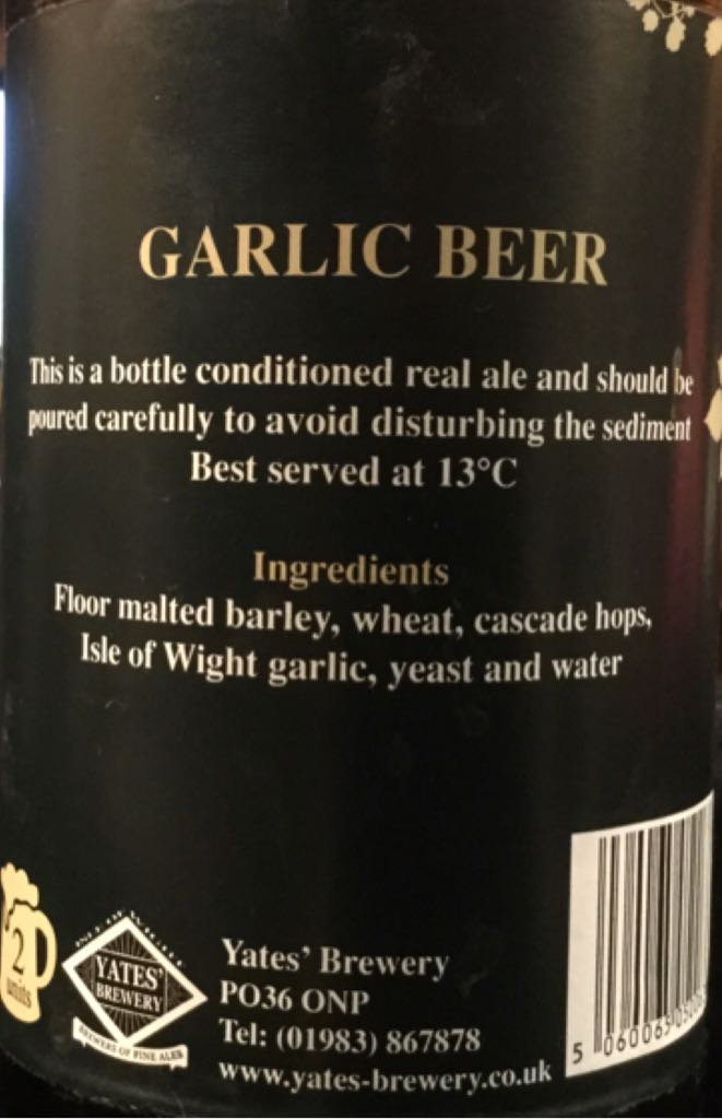 Garlic Beer - Yates’ (500 mL) alcohol collectible [Barcode 5060065050063] - Main Image 2