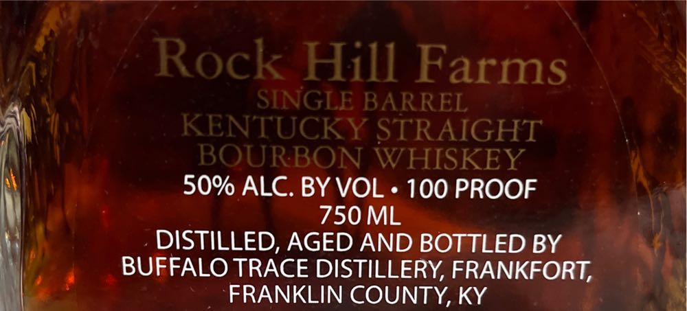 Rock Hill Farms Single Barrel - Buffalo Trace (750mL) alcohol collectible [Barcode 080244006839] - Main Image 2