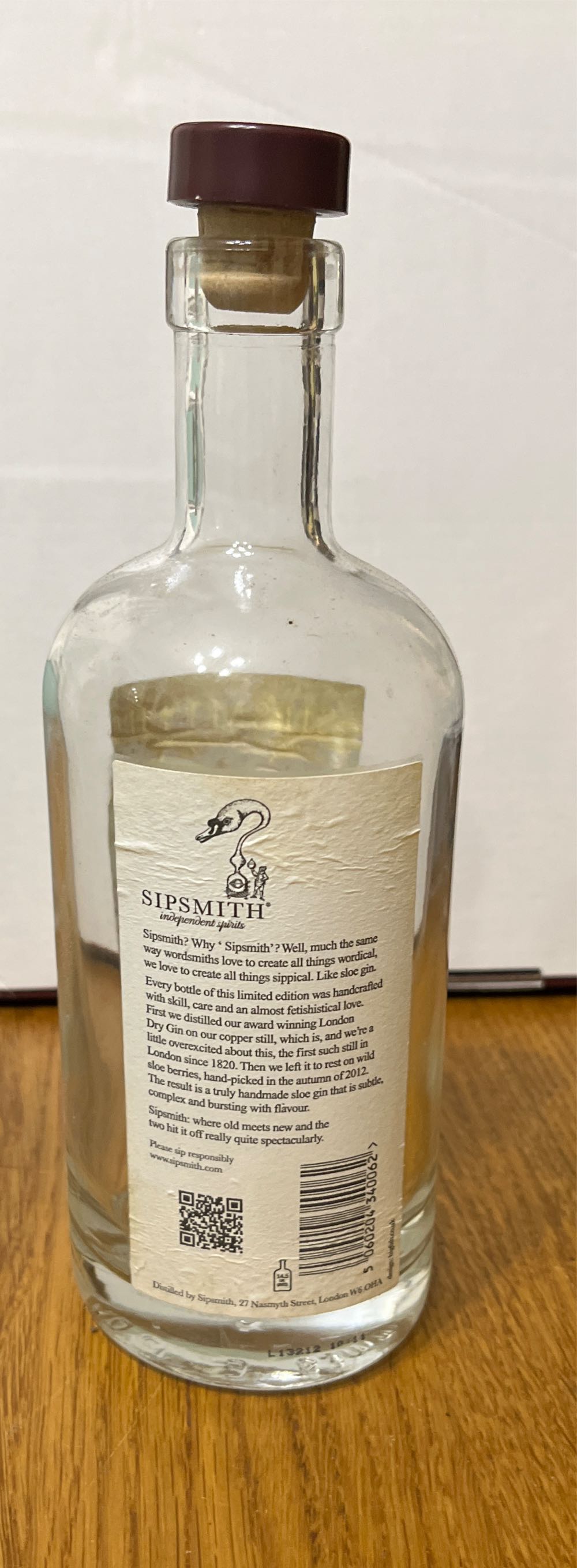 Sipsmith Sloe Gin 2012 - Sipsmith (500ml) alcohol collectible [Barcode 5060204340062] - Main Image 2