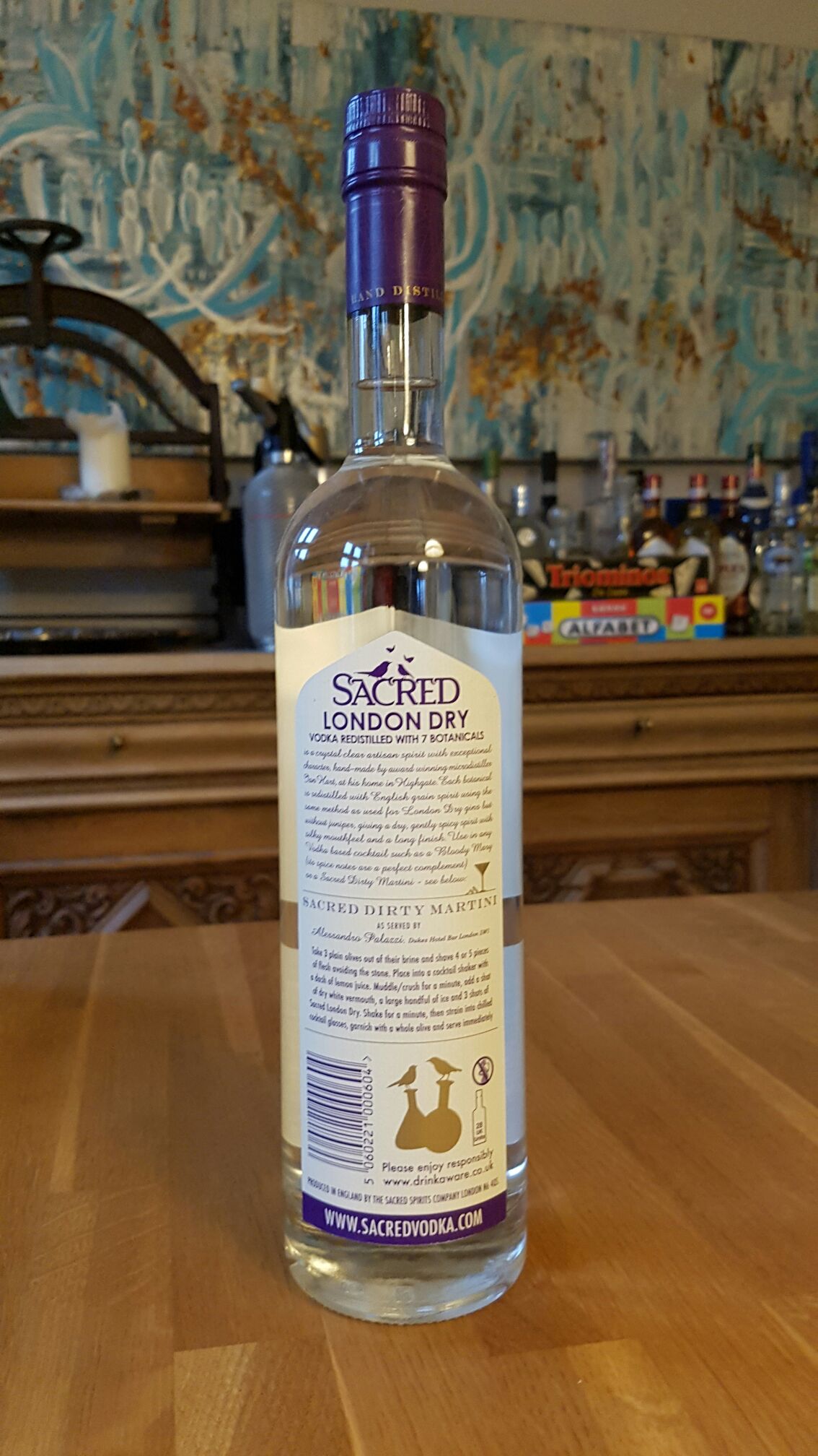 Sacred London Dry Vodka 700ml 40% U.K. - Sacred Spirits Company (700mL) alcohol collectible [Barcode 5060221000604] - Main Image 2