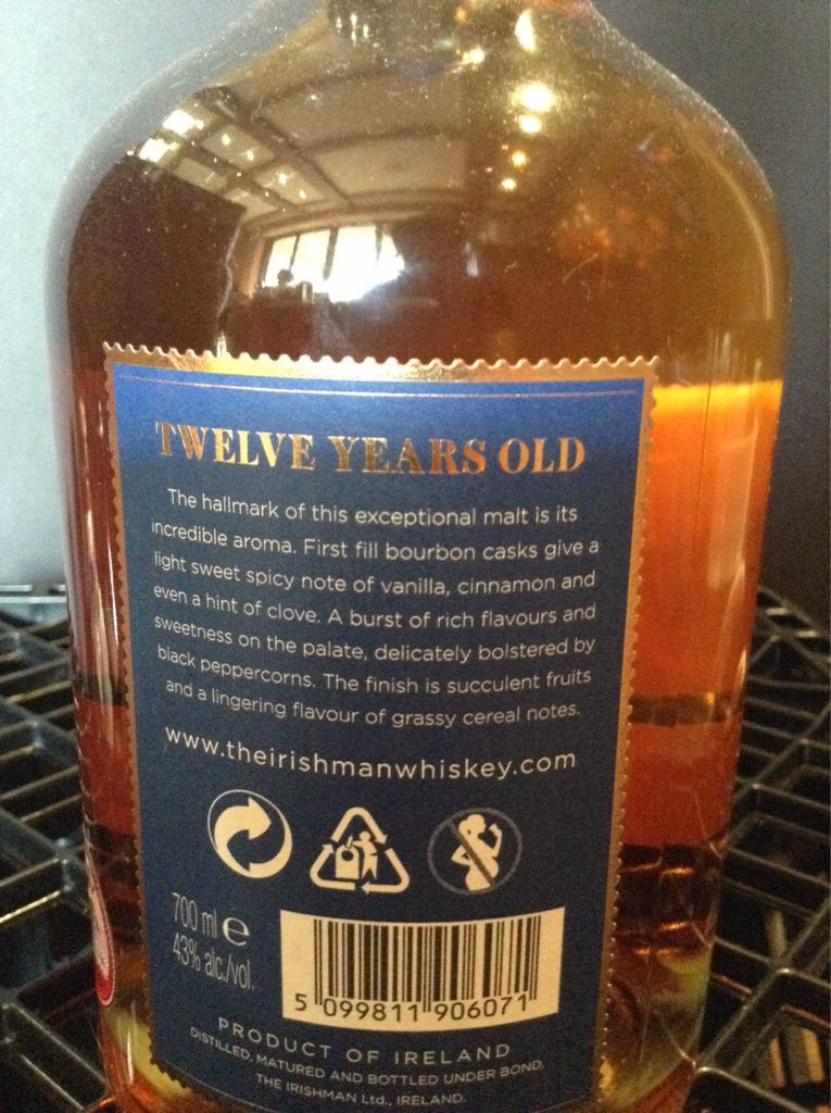 The Irishman 12 - The Irishman (750 mL) alcohol collectible [Barcode 5099811906071] - Main Image 2