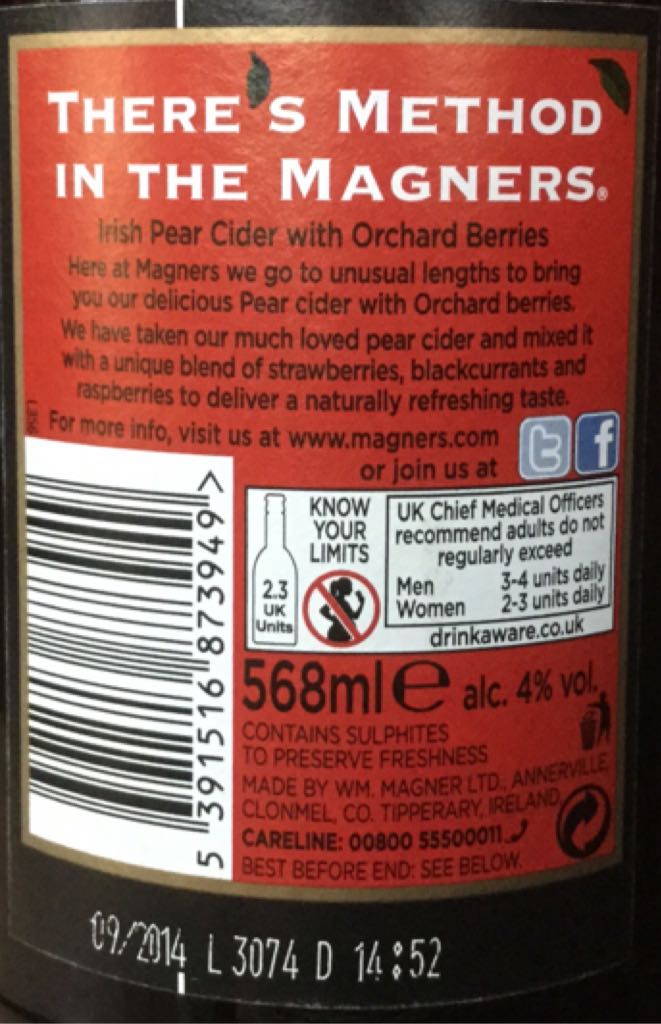 Berry - Magners (568 mL) alcohol collectible [Barcode 5391516873949] - Main Image 2