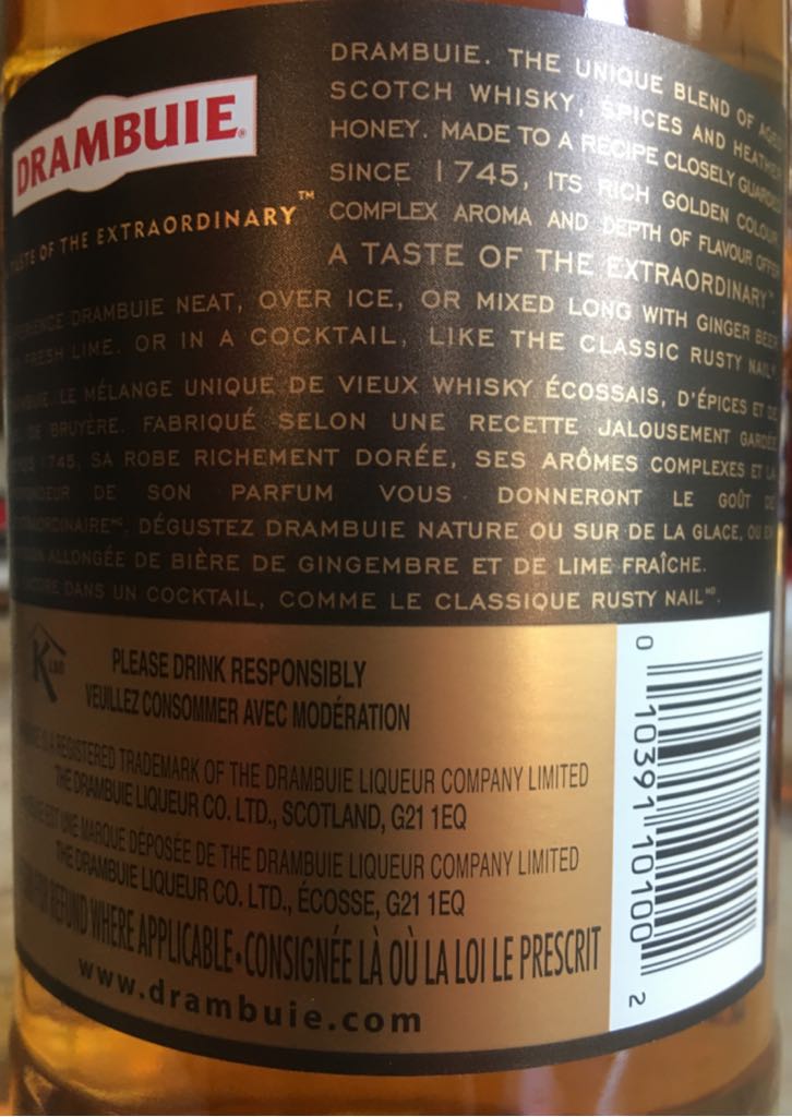 Drambuie  - Drambuie Liqueur Company (1L) alcohol collectible [Barcode 080420308030] - Main Image 2