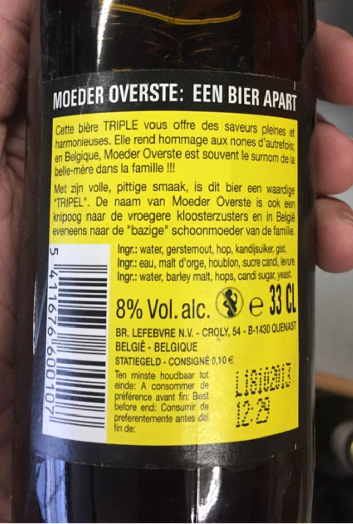 Moeder Overste - Brasserie Lefebvre (11.2 fl. oz.) alcohol collectible [Barcode 5411676600107] - Main Image 2