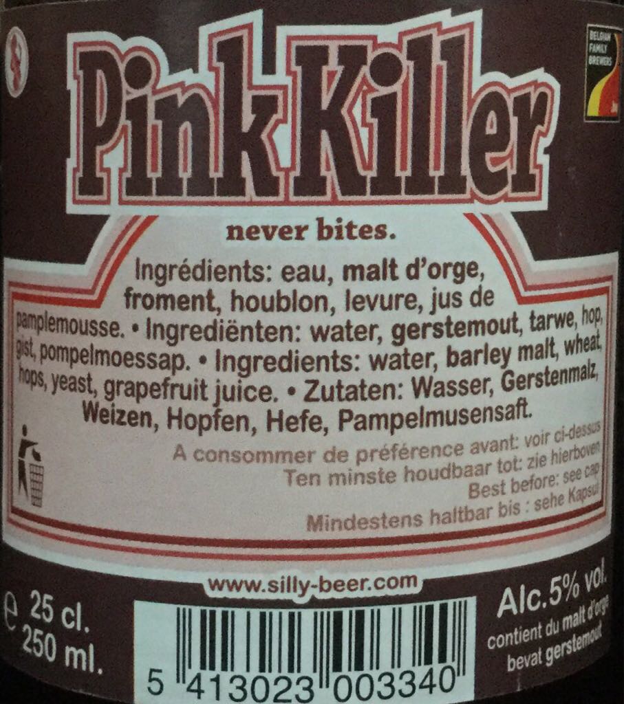 Pink Killer - Silly Beer (250 mL) alcohol collectible [Barcode 5413023003340] - Main Image 2