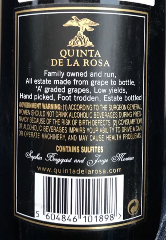 2009 Vintage Porto - Quinta De La Rosa (750 mL) alcohol collectible [Barcode 5604846101898] - Main Image 2
