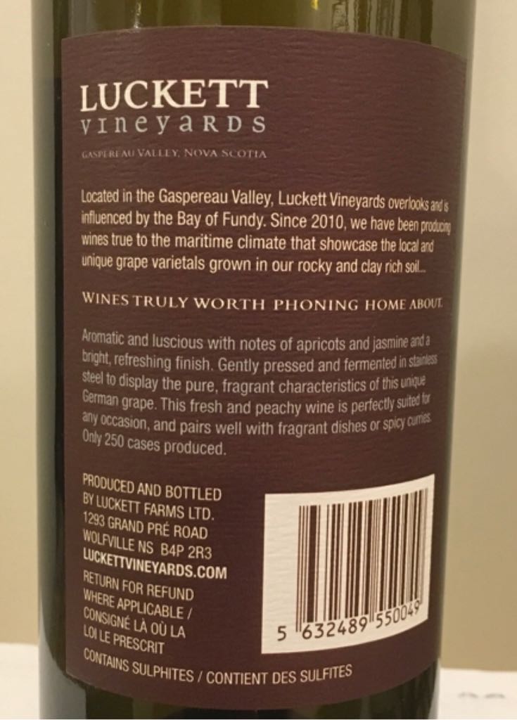 Ortega - Luckett Vineyards (750 mL) alcohol collectible [Barcode 5632489550049] - Main Image 2