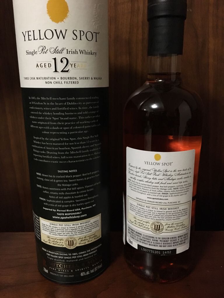 Spot: Yellow 12 Year Irish Whiskey - Mitchell And Sons (750mL) alcohol collectible [Barcode 080432105986] - Main Image 2