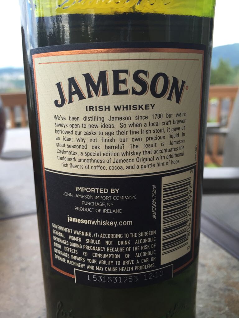 Irish Whiskey - Jameson Stout Edition - John Jameson & Son (750mL) alcohol collectible [Barcode 080432109922] - Main Image 2