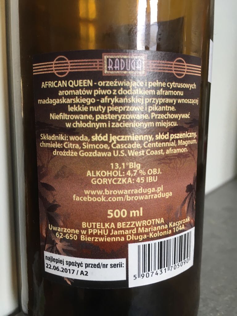 African Queen - Raduga alcohol collectible [Barcode 5907431705090] - Main Image 2