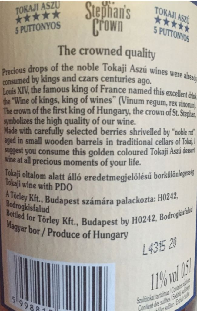Romaji Aszú - St. Stephen’s Crown (500 mL) alcohol collectible [Barcode 5998815721454] - Main Image 2