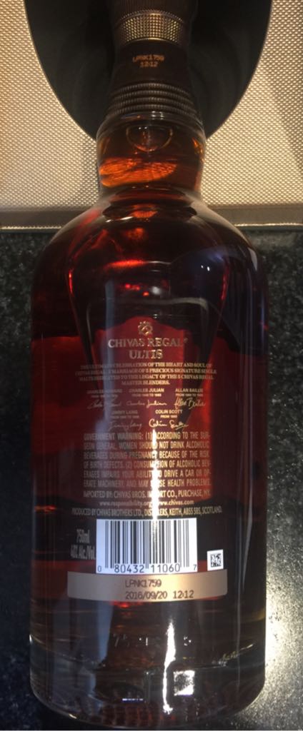Chivas Regal Ultis - Chivas Brothers Ltd. (750 mL) alcohol collectible [Barcode 080432110607] - Main Image 2