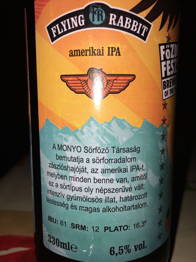 Flying Rabbit American IPA - Monyo Brewing KFT (330 mL) alcohol collectible [Barcode 5999886786021] - Main Image 2