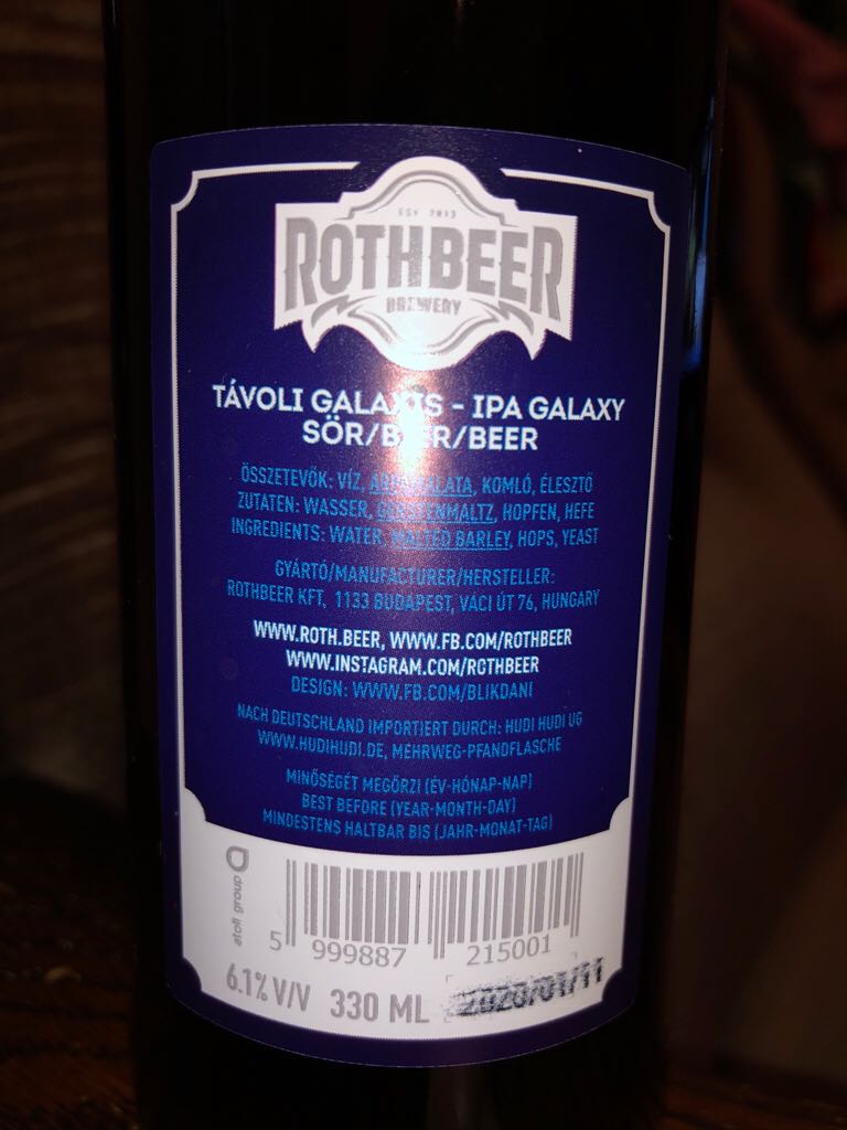 Távoli Galaxis Amerikai IPA - Rothbeer KFT (330 mL) alcohol collectible [Barcode 5999887215001] - Main Image 2