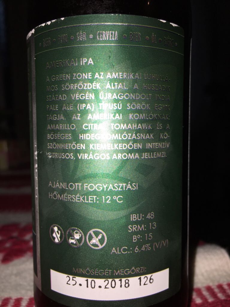 Green Zone Amerikai IPA - Hoptop Sörfőző KFT (330 mL) alcohol collectible [Barcode 5999887511004] - Main Image 2