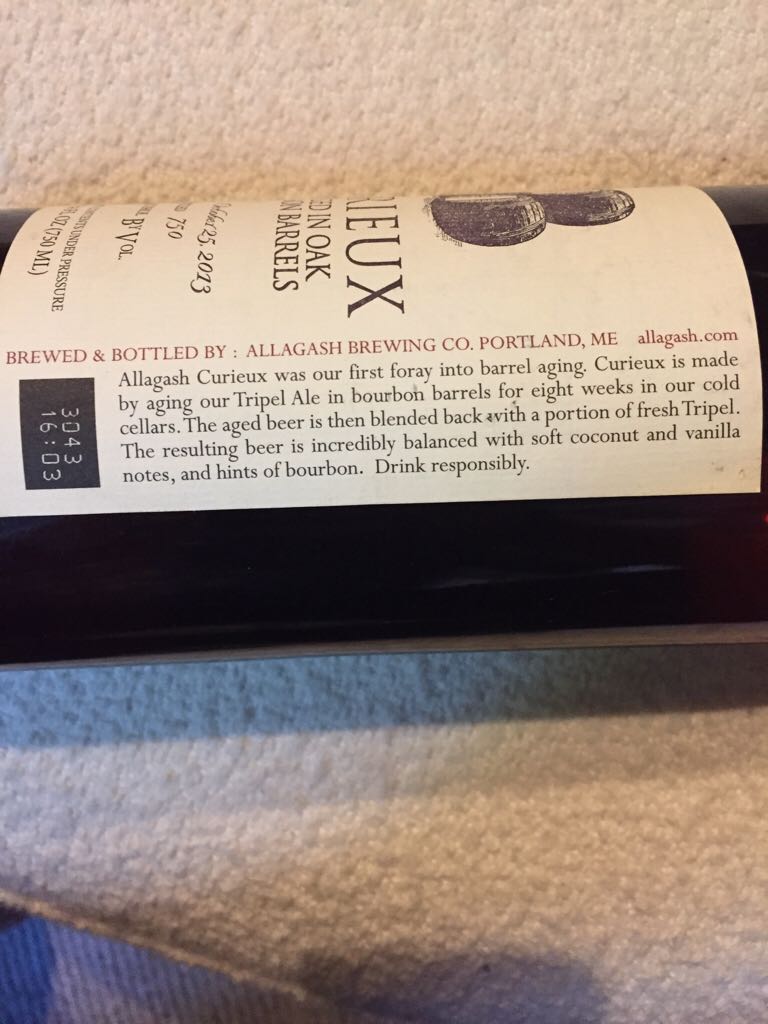 Curieux  - Allagash (750 mL) alcohol collectible [Barcode 603675108950] - Main Image 2