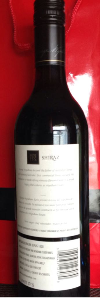 Shiraz - Wyndham Estate (750 mL) alcohol collectible [Barcode 080432127070] - Main Image 2
