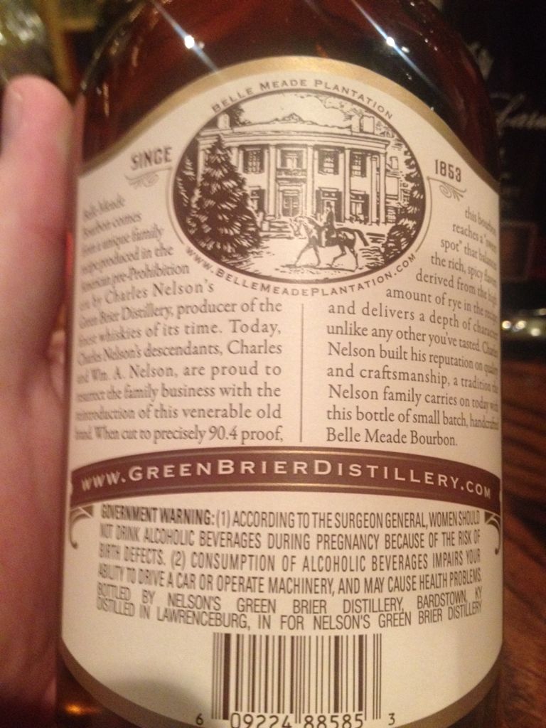 Belle Meade - Nelson’s Greenbrier Distillery (750 mL) alcohol collectible [Barcode 609224885853] - Main Image 2