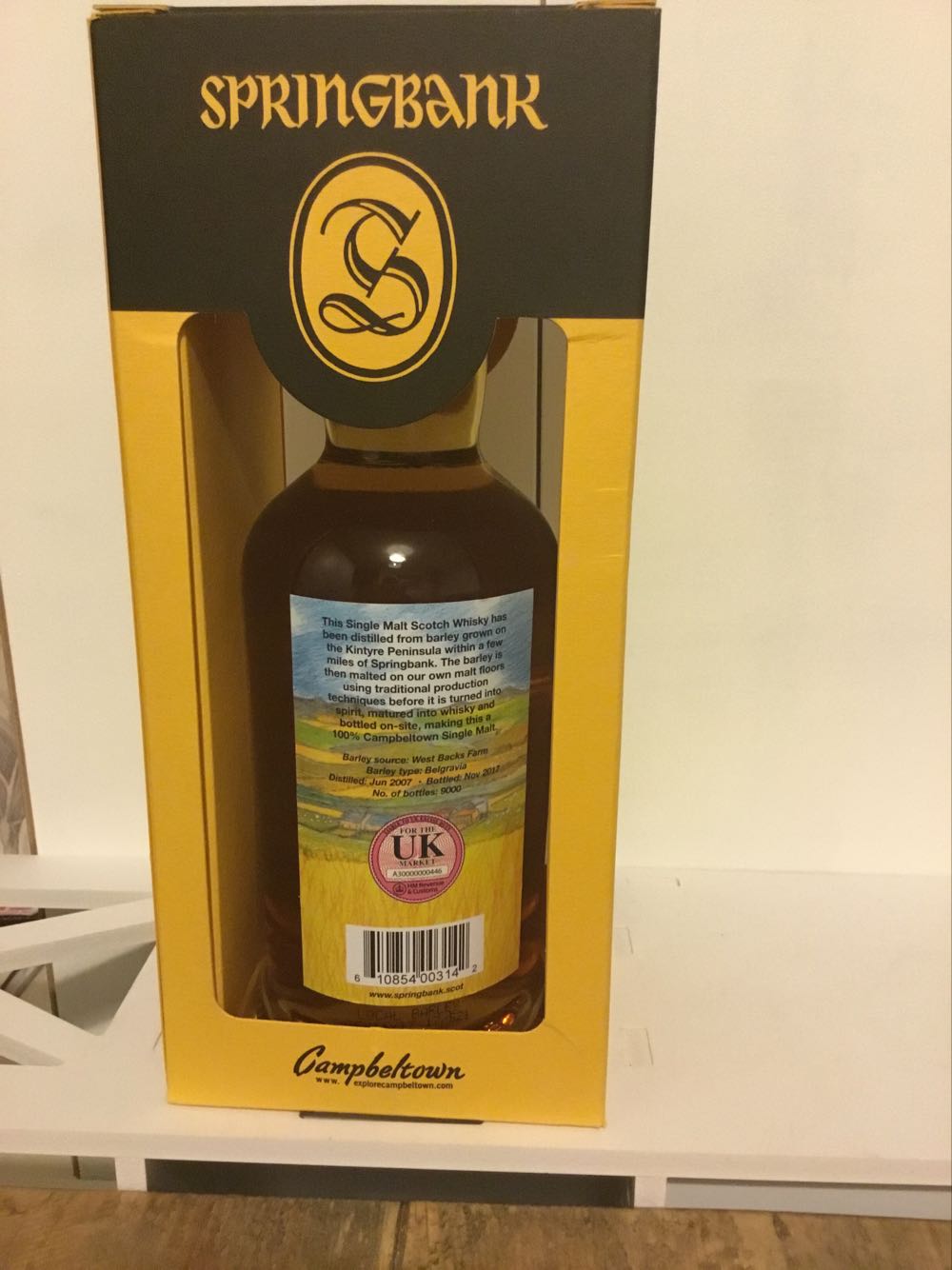 Springbank “Aged 10Yrs” - Springbank Distillery (70 mL) alcohol collectible [Barcode 610854003142] - Main Image 2