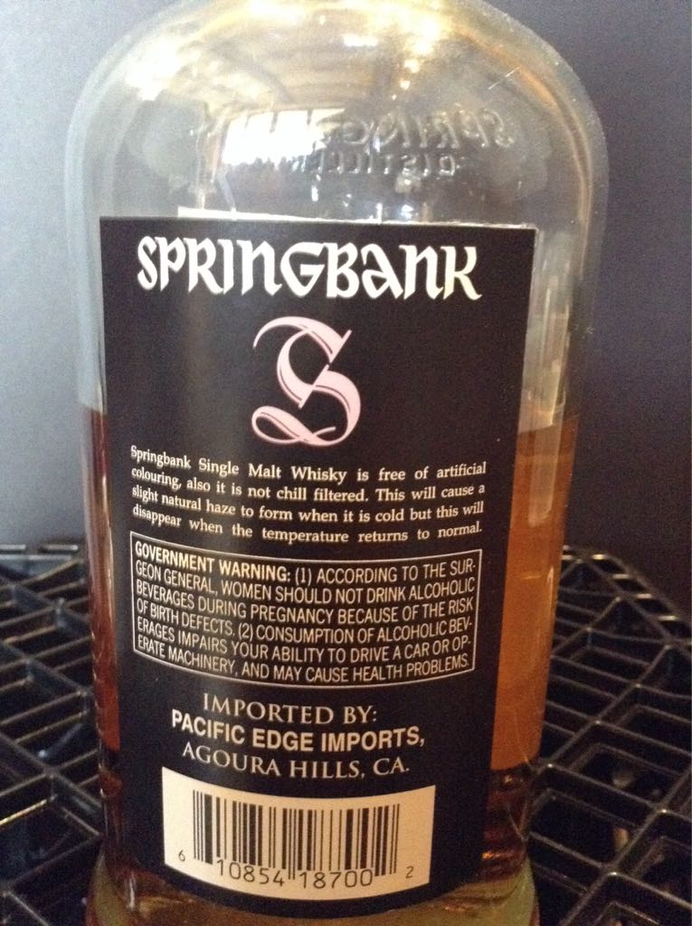 Springbank 18 - Springbank Distillery (700 mL) alcohol collectible [Barcode 610854187002] - Main Image 2