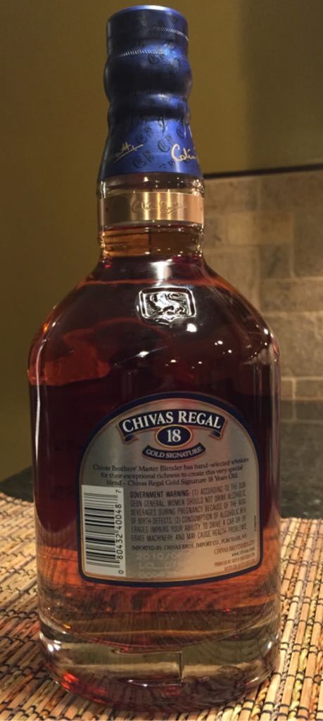 Chivas Regal 18 - Chivas Brothers Ltd. (750 mL) alcohol collectible [Barcode 080432400487] - Main Image 2