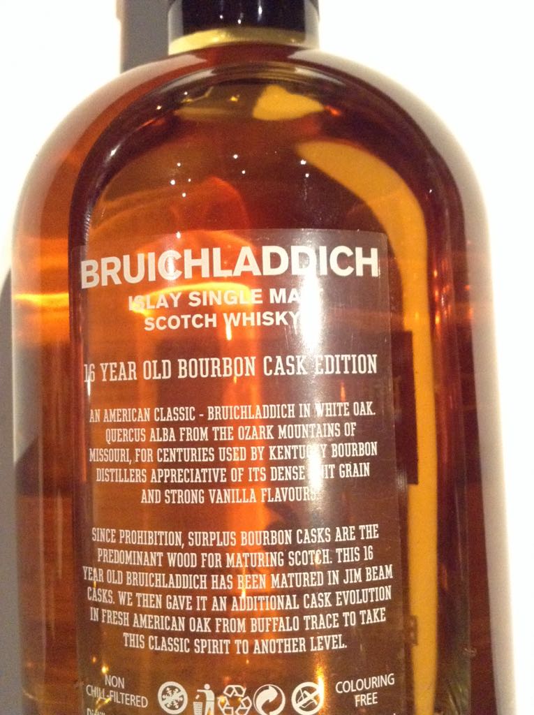 Bruichladdich Bourbon Cask Aged 16 - Bruichladdich Distillery (750 mL) alcohol collectible [Barcode 618105723702] - Main Image 2