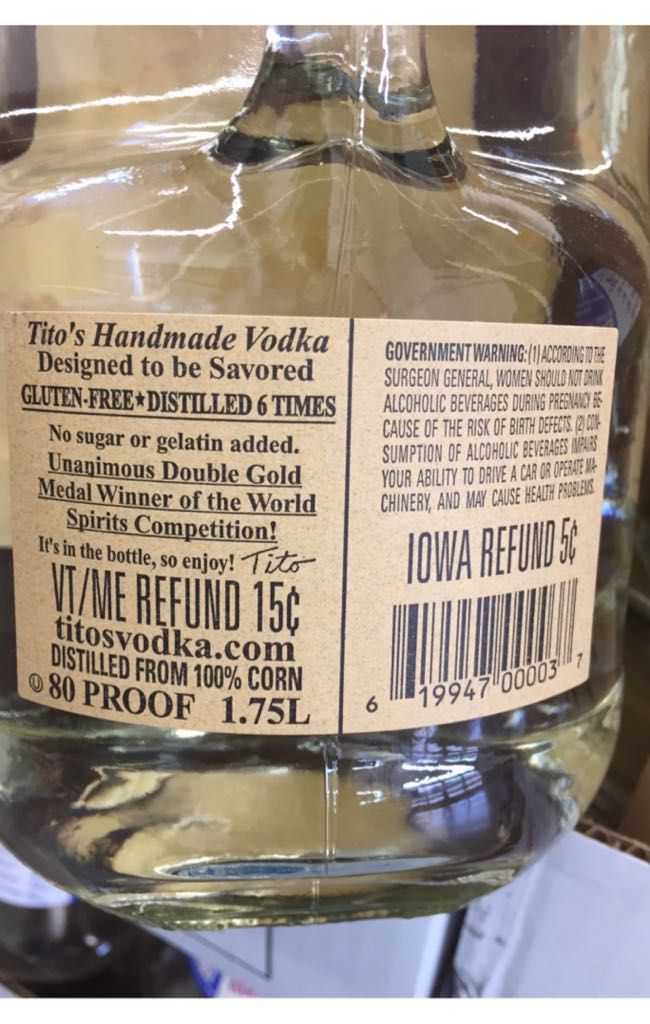 Tito’s Handmade Vodka - Fifth Generation, Austin TX (1.75L) alcohol collectible [Barcode 619947000037] - Main Image 2